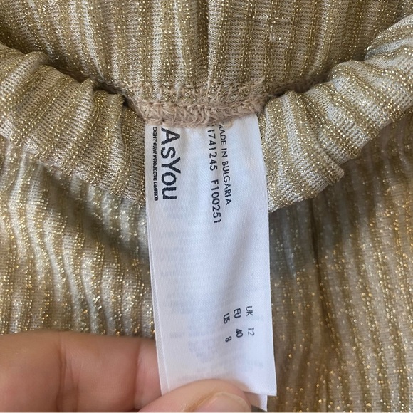 ASYOU flared split side beach pants in gold size 8 - Picture 9 of 14